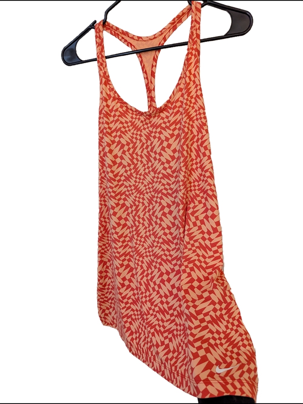 Nike Size L Dri-FIT Coral & Cream Geometric Racerback Tank